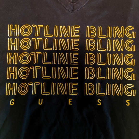 Guess Drake Lyrics V Neck black & Gold - Picture 2 of 2